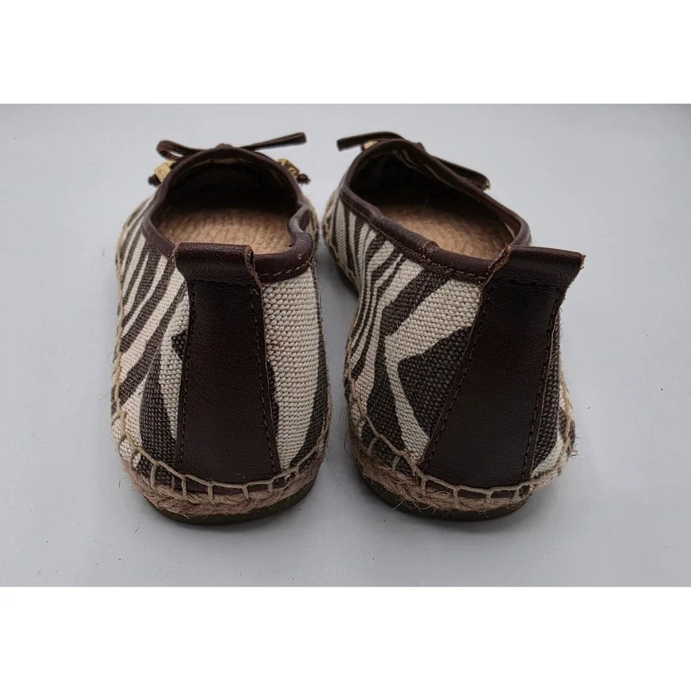 Michael Kors‎ Espadrille Flats Womens 7 Brown Zebra Excellent Bow Logo AG11K